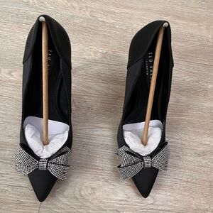 NEW IN BOX Ted baker black satin rhinestone stilettos 7.5/38